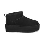 UGG Women's Classic Ultra Mini Platform Black with Sheepskin Lining and Suede Upper