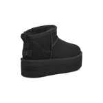 UGG Women's Classic Ultra Mini Platform Black with Sheepskin Lining and Suede Upper