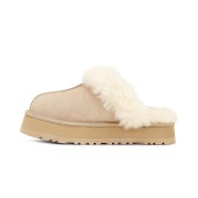 UGG Damen Disquette Wildleder Plüsch Plattform Hausschuhe 1122550 - Bequeme Schaffell Plattformhausschuhe für drinnen und draußen