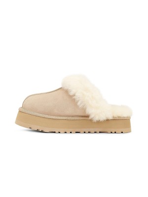 UGG Damen Disquette Wildleder Plüsch Plattform Hausschuhe 1122550 - Bequeme Schaffell Plattformhausschuhe für drinnen und draußen