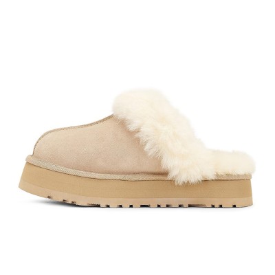 UGG Women's Disquette Suede Fur Platform Slippers 1122550 - Cozy Sheepskin Platform Slippers for Indoor and Outdoor Wear