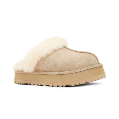 UGG Women's Disquette Suede Fur Platform Slippers 1122550 - Cozy Sheepskin Platform Slippers for Indoor and Outdoor Wear