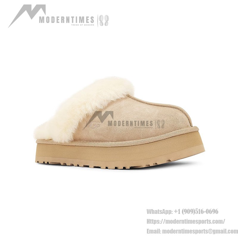 UGG Damen Disquette Wildleder Plüsch Plattform Hausschuhe 1122550 - Bequeme Schaffell Plattformhausschuhe für drinnen und draußen