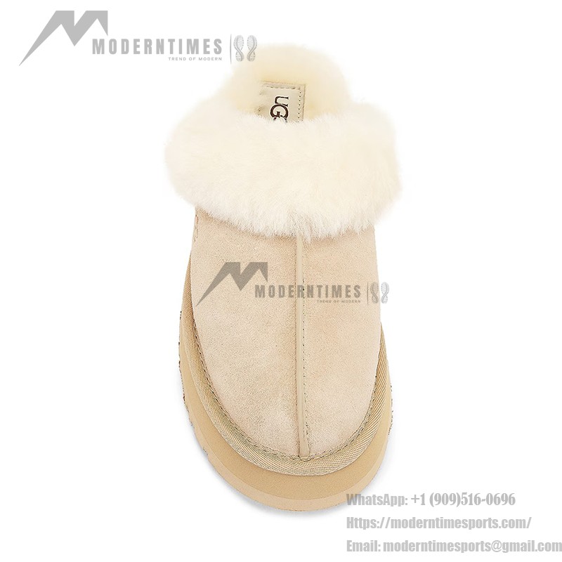 UGG Damen Disquette Wildleder Plüsch Plattform Hausschuhe 1122550 - Bequeme Schaffell Plattformhausschuhe für drinnen und draußen