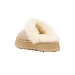 UGG Damen Disquette Wildleder Plüsch Plattform Hausschuhe 1122550 - Bequeme Schaffell Plattformhausschuhe für drinnen und draußen