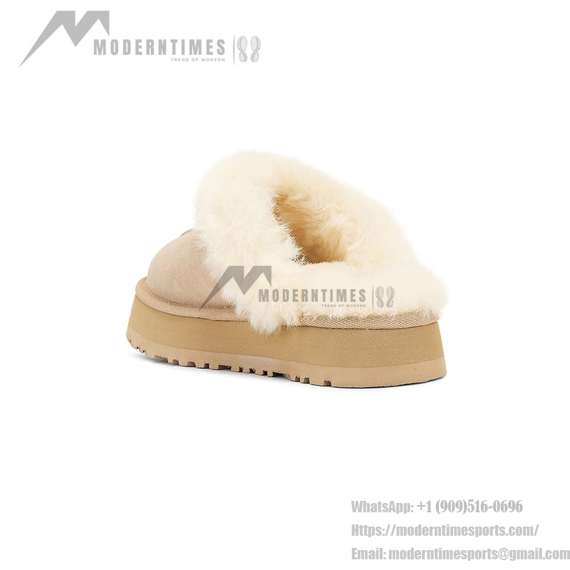 UGG Damen Disquette Wildleder Plüsch Plattform Hausschuhe 1122550 - Bequeme Schaffell Plattformhausschuhe für drinnen und draußen