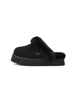 UGG Damen Disquette in Schwarz: Modische Plateauslipper mit Schaffellfutter für Ultimativen Komfort