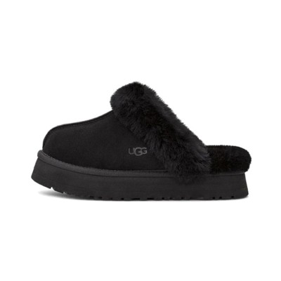 UGG Women's Disquette in Black: Stylish Sheepskin-Lined Platform Slippers for Ultimate Comfort 1122550