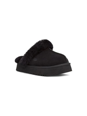 UGG Damen Disquette in Schwarz: Modische Plateauslipper mit Schaffellfutter für Ultimativen Komfort