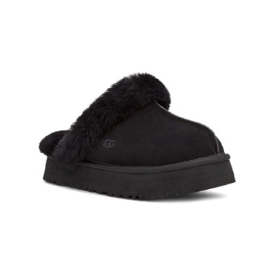 UGG Women's Disquette in Black: Stylish Sheepskin-Lined Platform Slippers for Ultimate Comfort 1122550