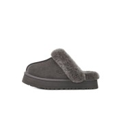 UGG Damen Disquette Hausschuhe Charcoal 1122550 - Bequeme Schaffell Plattformhausschuhe für drinnen und draußen