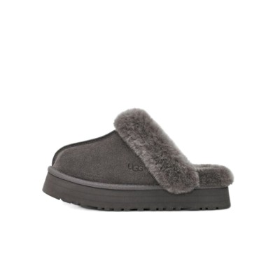 UGG Women's Disquette Slipper Charcoal 1122550 - Cozy Sheepskin Platform Slippers for Indoor and Outdoor Comfort