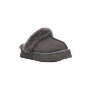 UGG Damen Disquette Hausschuhe Charcoal 1122550 - Bequeme Schaffell Plattformhausschuhe für drinnen und draußen