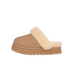 UGG Damen Disquette Hausschuh Sand 1122550 - Bequeme Schaffell Plattformhausschuhe für drinnen und draußen