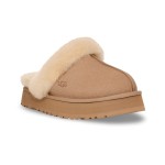 UGG Damen Disquette Hausschuh Sand 1122550 - Bequeme Schaffell Plattformhausschuhe für drinnen und draußen