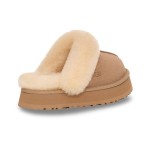 UGG Damen Disquette Hausschuh Sand 1122550 - Bequeme Schaffell Plattformhausschuhe für drinnen und draußen