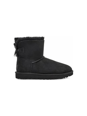 UGG ウィメンズ ミニ ベイリー ボウ II ブーツ ブラック 1016501 - スタイリッシュで快適なリボン付きミニ冬用ブーツ