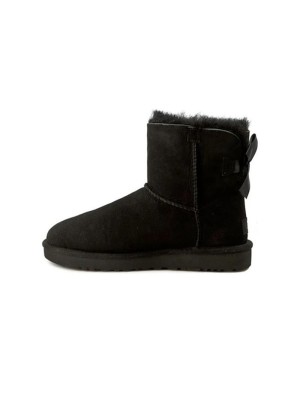 UGG ウィメンズ ミニ ベイリー ボウ II ブーツ ブラック 1016501 - スタイリッシュで快適なリボン付きミニ冬用ブーツ