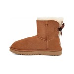 UGG Damen Mini Bailey Bow II Stiefel Kastanie 1016501 - Stilvoller Wildleder- und Lammfellstiefel