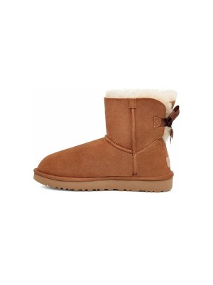 UGG Women's Mini Bailey Bow II Boot Chestnut 1016501 - Stylish Suede Boots with Sheepskin Lining and Bow Detail