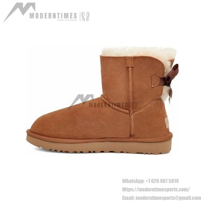 UGG Women's Mini Bailey Bow II Boot Chestnut 1016501 - Stylish Suede Boots with Sheepskin Lining and Bow Detail