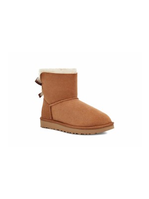 UGG Women's Mini Bailey Bow II Boot Chestnut 1016501 - Stylish Suede Boots with Sheepskin Lining and Bow Detail