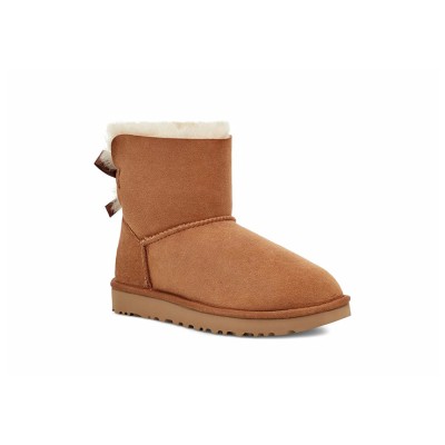 UGG Women's Mini Bailey Bow II Boot Chestnut 1016501 - Stylish Suede Boots with Sheepskin Lining and Bow Detail