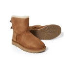 UGG Damen Mini Bailey Bow II Stiefel Kastanie 1016501 - Stilvoller Wildleder- und Lammfellstiefel