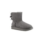 UGG ウィメンズ ミニ ベイリー ボウ II ブーツ グレー 1016501、シープスキンライニングとリボンディテール付き