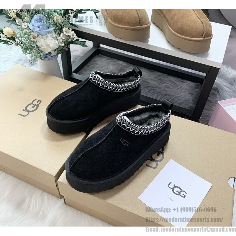 UGG 여성용 Tazz 블랙 슬리퍼 – 따뜻한 울 안감 겨울 신발 (모델 1122553-BLK)