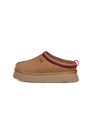 UGG Damen Tazz Hausschuhe Kastanienbraun 1122553 - Gemütliche Lammfellplattform-Hausschuhe für drinnen und draußen