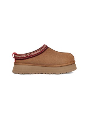 UGG Damen Tazz Hausschuhe Kastanienbraun 1122553 - Gemütliche Lammfellplattform-Hausschuhe für drinnen und draußen