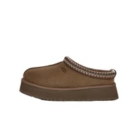 UGG Damen Tazz Pantoffel Hickory 1122553 - Bequeme Wildlederplattformhausschuhe mit Lammfellfutter für drinnen und draußen