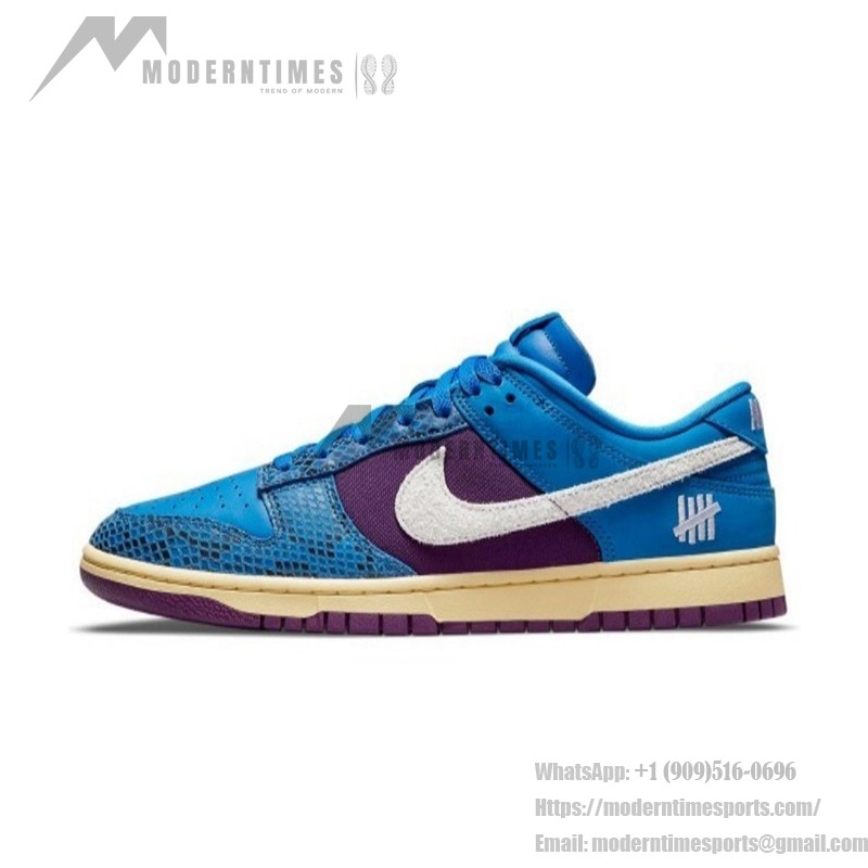 Undefeated x Nike Dunk Low SP Blue & Purple Snake Print Sneakers