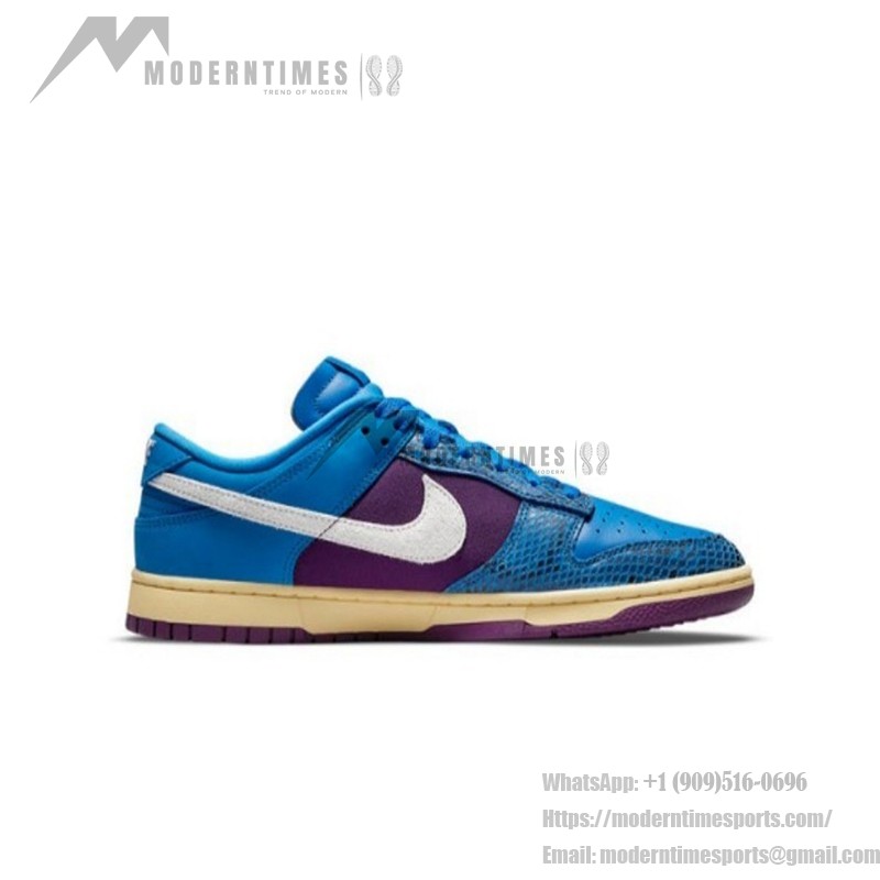 Undefeated x Nike Dunk Low SP Blue & Purple Snake Print Sneakers