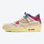 Side view of the Union x Air Jordan 4 "Guava Ice" DC9533-800 sneaker in vibrant colors