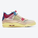 Side view of the Union x Air Jordan 4 "Guava Ice" DC9533-800 sneaker in vibrant colors