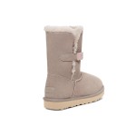 UGG 여성 베일리 B2S 오이스터 1153612 - 스타일리시한 UGG 스트랩이 있는 편안한 양털 미들 부츠