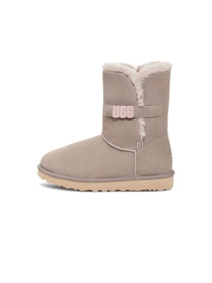 UGG 여성 베일리 B2S 오이스터 1153612 - 스타일리시한 UGG 스트랩이 있는 편안한 양털 미들 부츠