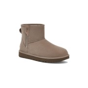 UGG Damen Classic Mini Bailey Zip Beige Grau 1151230 - Bequeme Wildlederstiefel mit Lammfellfutter und Reißverschluss