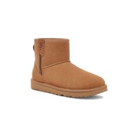 UGG Women's Classic Mini Bailey Zip Chestnut 1151230 - Cozy Sheepskin Lined Suede Boots with Side Zip for Easy Wear