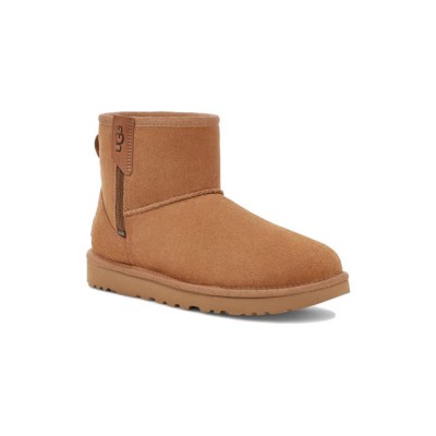 UGG Women's Classic Mini Bailey Zip Chestnut 1151230 - Cozy Sheepskin Lined Suede Boots with Side Zip for Easy Wear