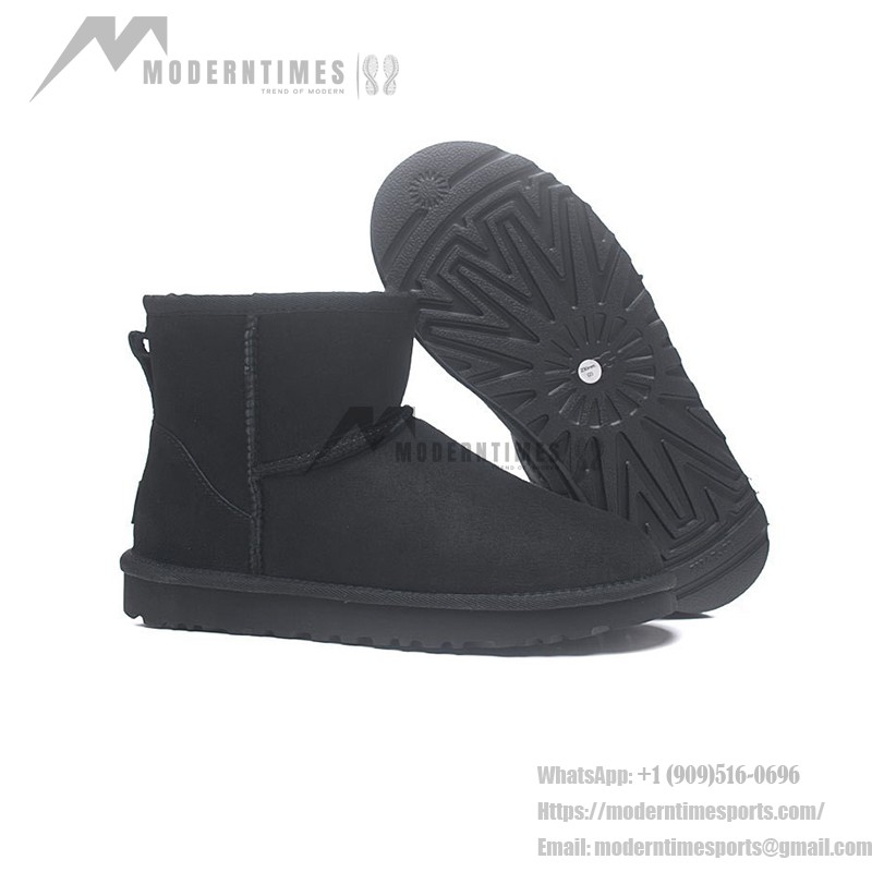 UGG Classic Mini II Black Boots with Sheepskin Lining