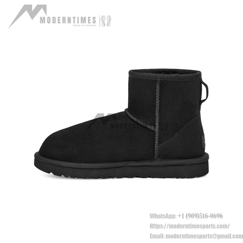 UGG Classic Mini II Black Boots with Sheepskin Lining