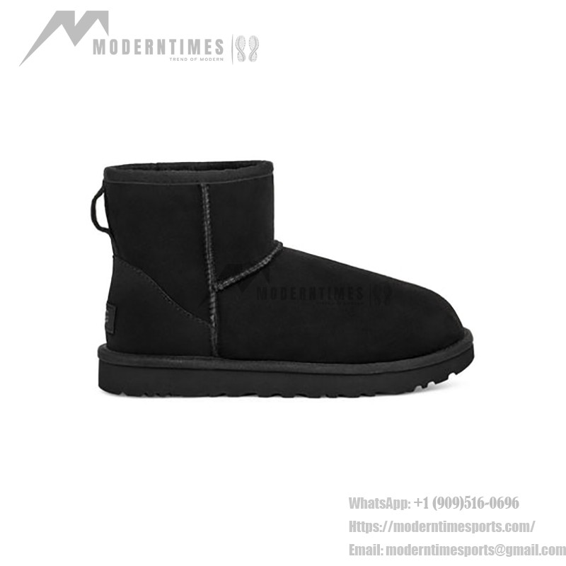 UGG Classic Mini II Black Boots with Sheepskin Lining