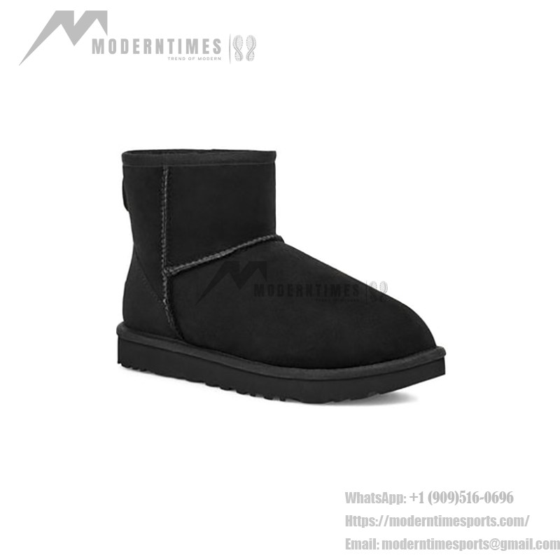 UGG Classic Mini II Black Boots with Sheepskin Lining