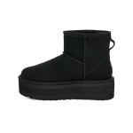 UGG Classic Mini Platform Black Boots with Suede Upper and Platform Sole