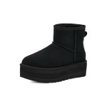 UGG Classic Mini Platform Black Boots with Suede Upper and Platform Sole