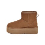 UGG Classic Mini Platform Kastanienbraun 1134991 Stiefel - Wildleder und Schaffell mit Plateausohle