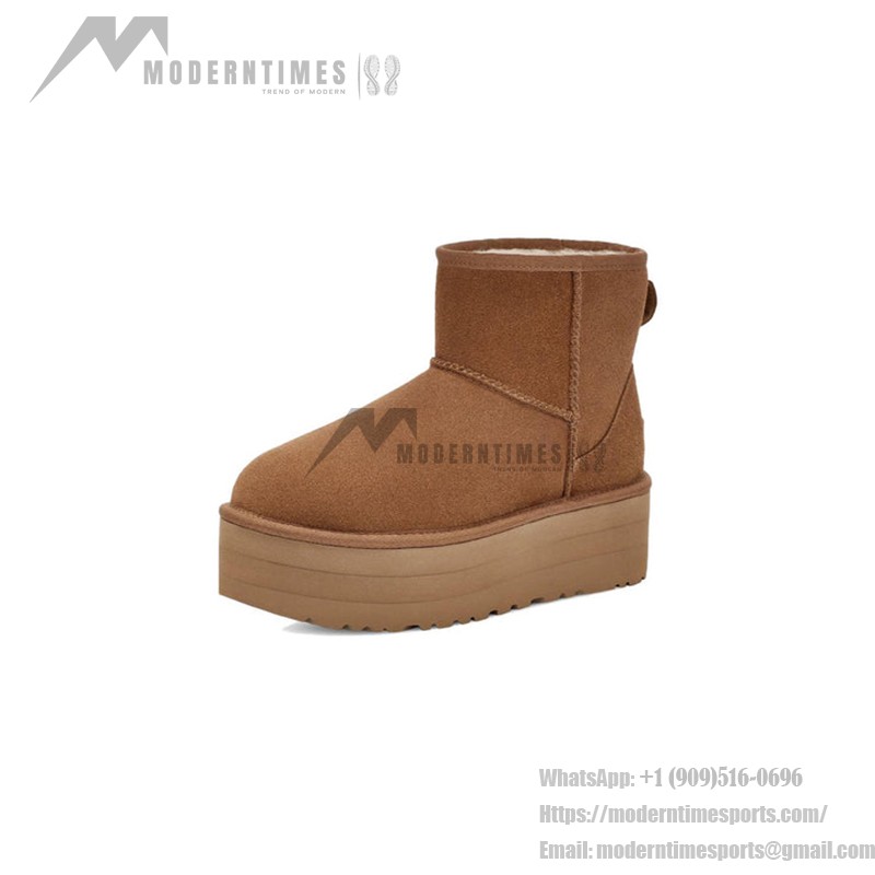 UGG Classic Mini Platform Chestnut 1134991 Boots - Suede and Sheepskin Comfort with Platform Sole